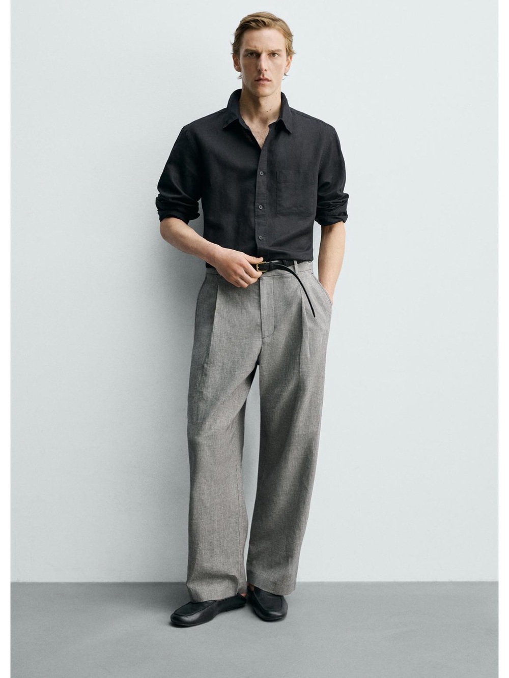 Linen and cotton relaxed fit pants